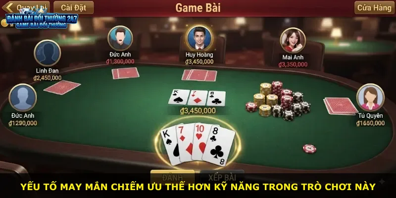 Yếu tố may mắn chiếm ưu thế hơn kỹ năng trong trò chơi này